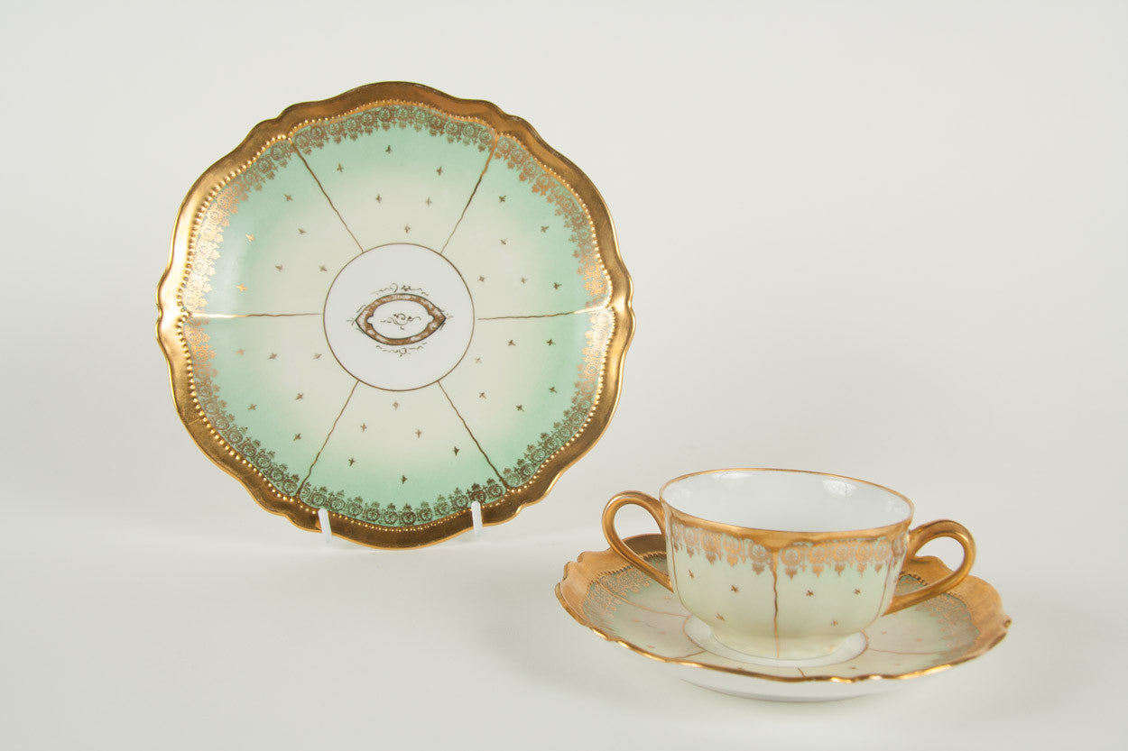 A 42 Piece Austrian Porcelain Egyptian Revival Luncheon Set By Oscar & Edgar Gutherz