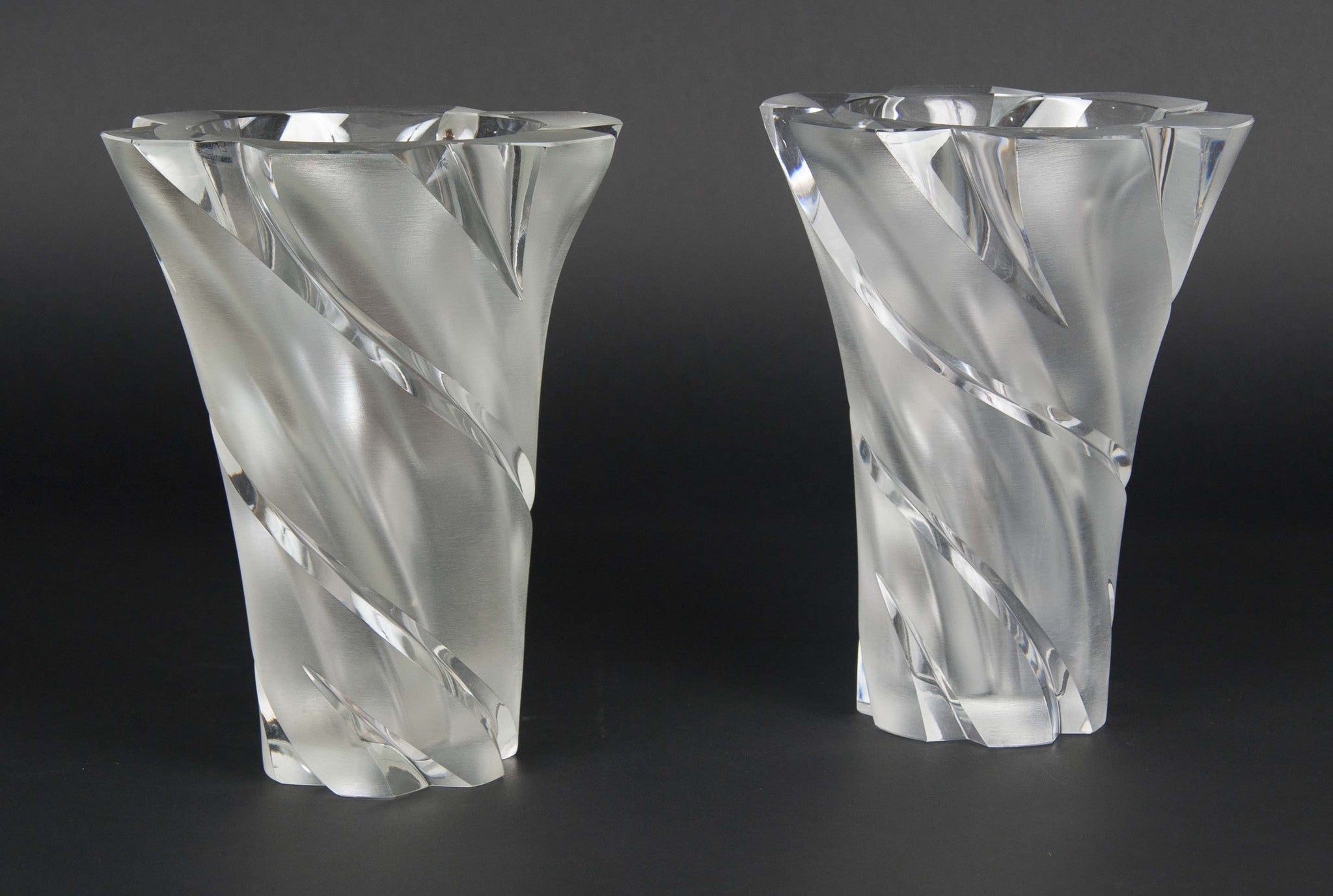 Pair of Lalique Frosted Crystal "Narcisse" Vases