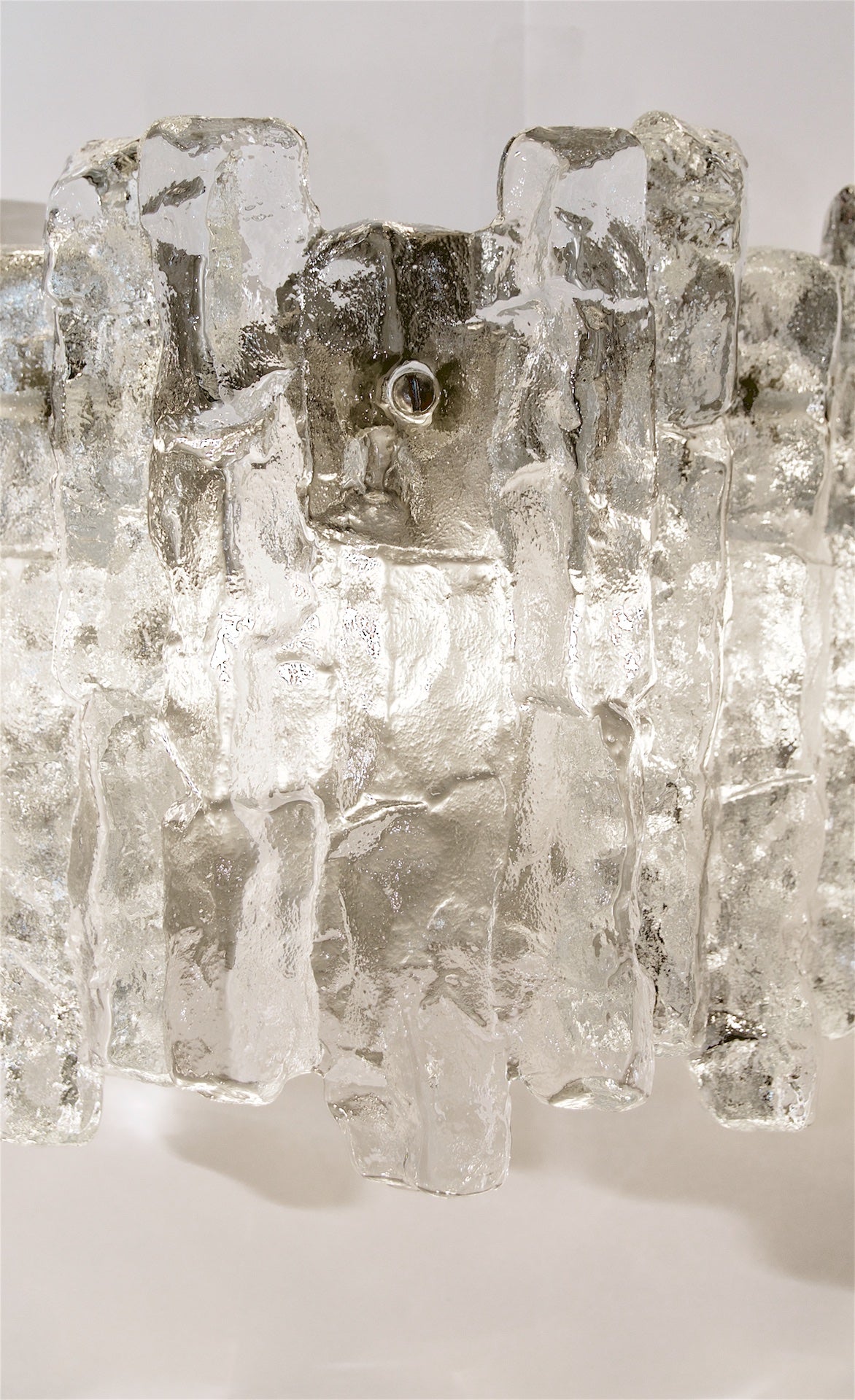 "Sierra" Ice Glass Wall Sconces with Nickel Tone Backplate by Kalmar Franken KG
