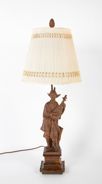 French Chinoiserie Style Terracotta Musician Mounted as Lamp