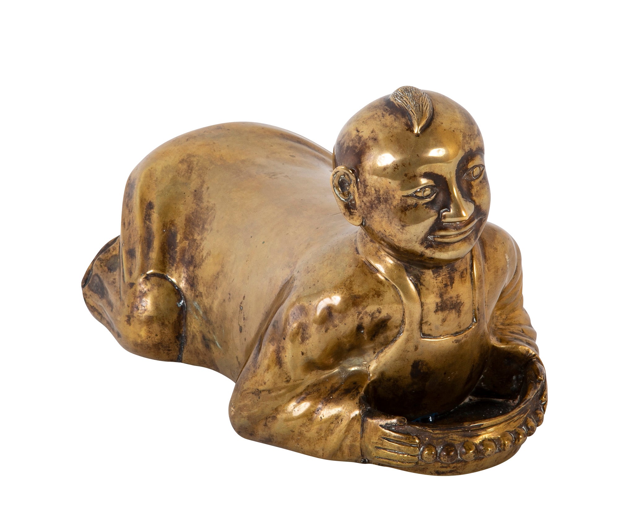 Chinese Brass Opium Pillow in the Form of a Boy
