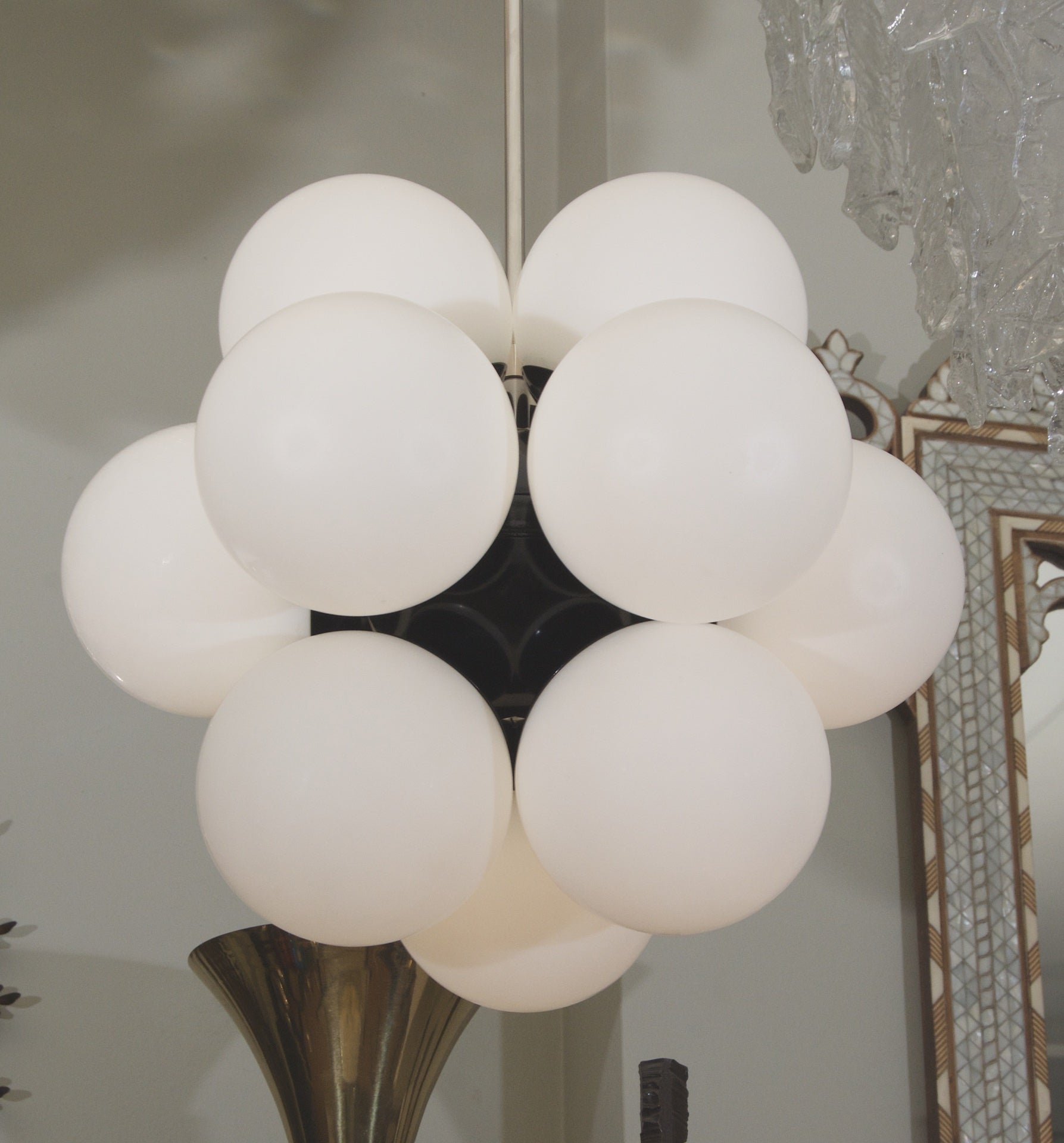 Twelve-Globe Gloss Black Molecular Chandelier by Kaiser Leuchten