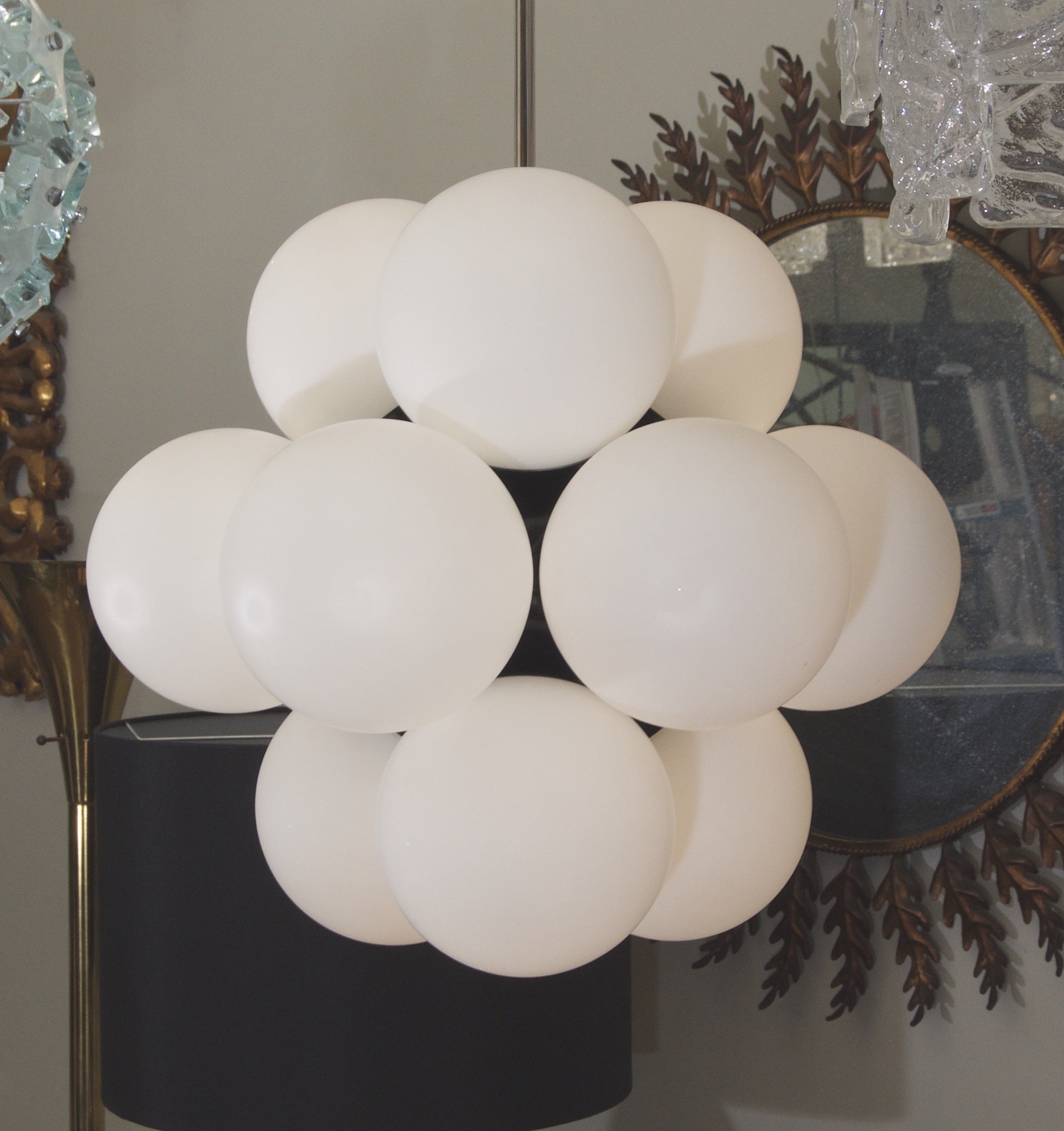 Twelve-Globe Gloss Black Molecular Chandelier by Kaiser Leuchten