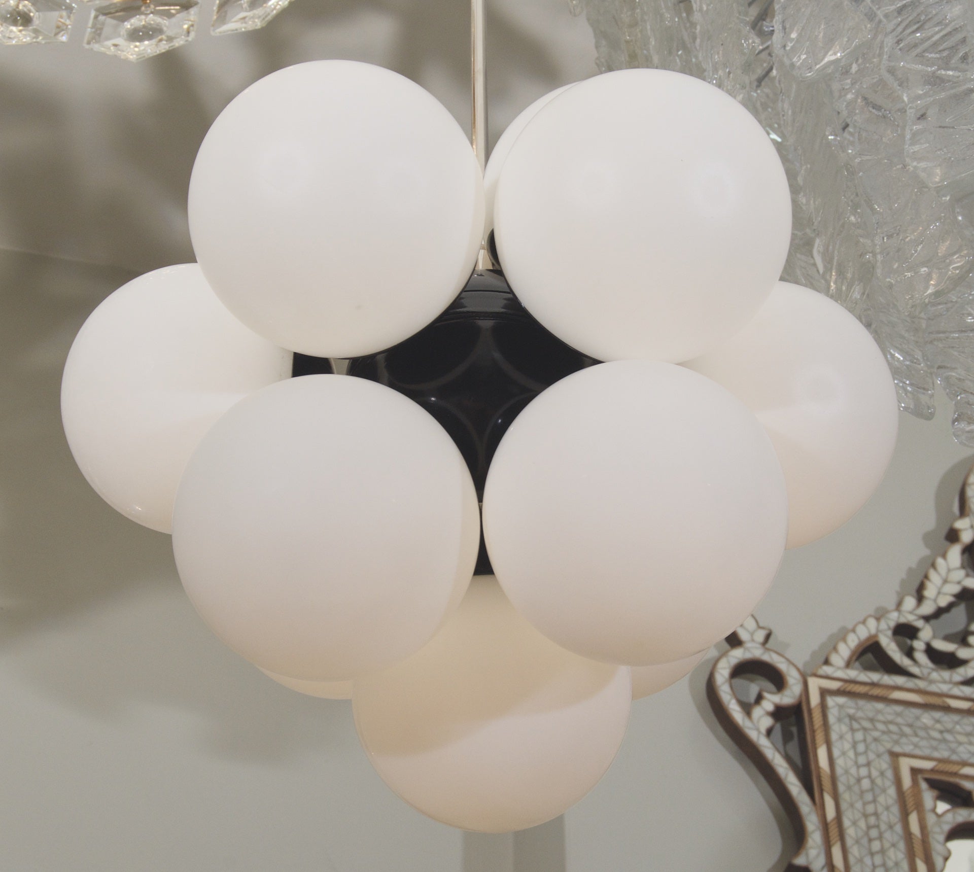 Twelve-Globe Gloss Black Molecular Chandelier by Kaiser Leuchten