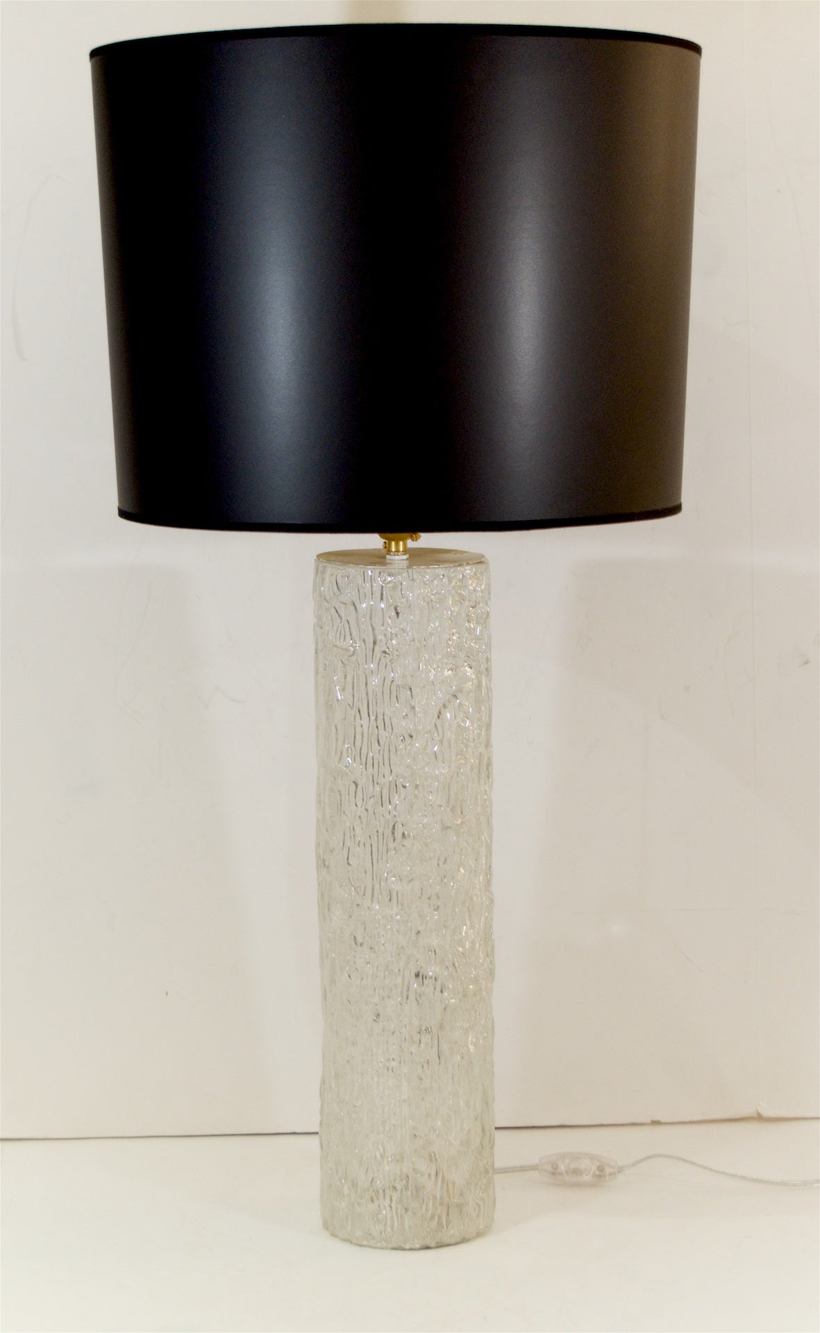 Cylindrical Glass Table Lamp with Interior Lighting by Kaiser Leuchten