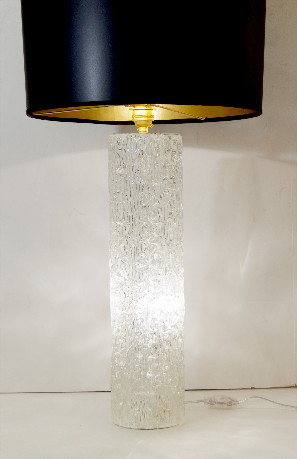 Cylindrical Glass Table Lamp with Interior Lighting by Kaiser Leuchten