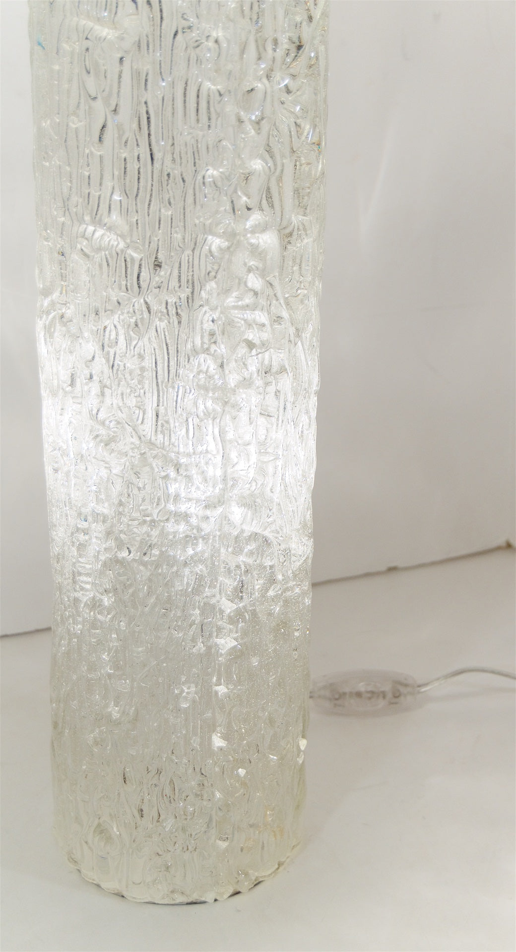 Cylindrical Glass Table Lamp with Interior Lighting by Kaiser Leuchten