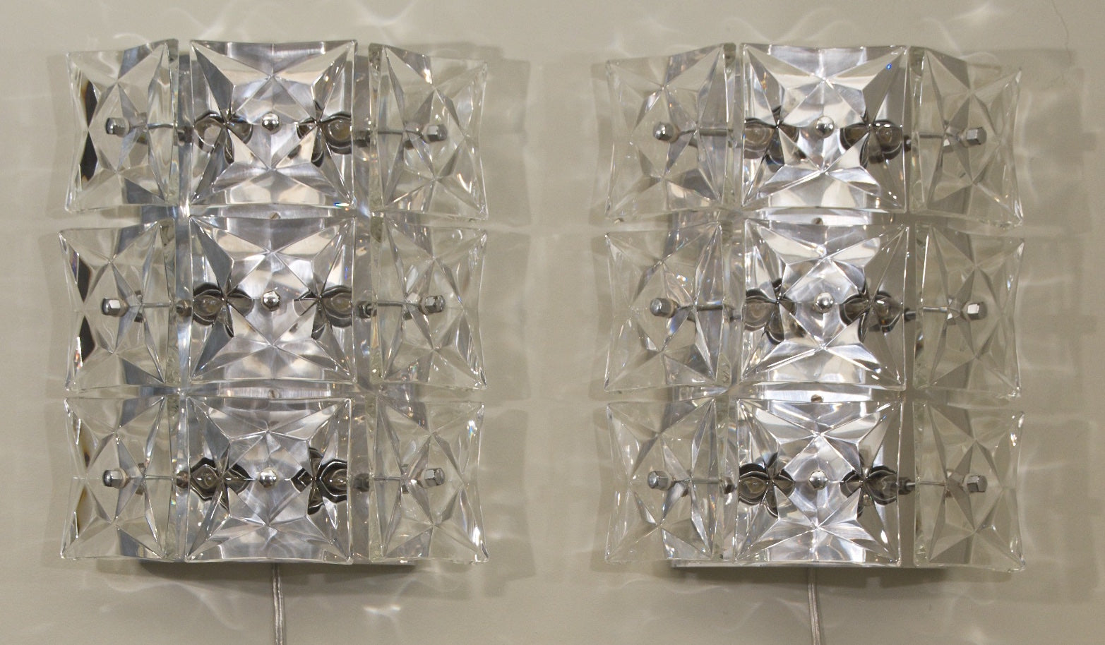 Massive Square Crystal Sconces by Kinkeldey