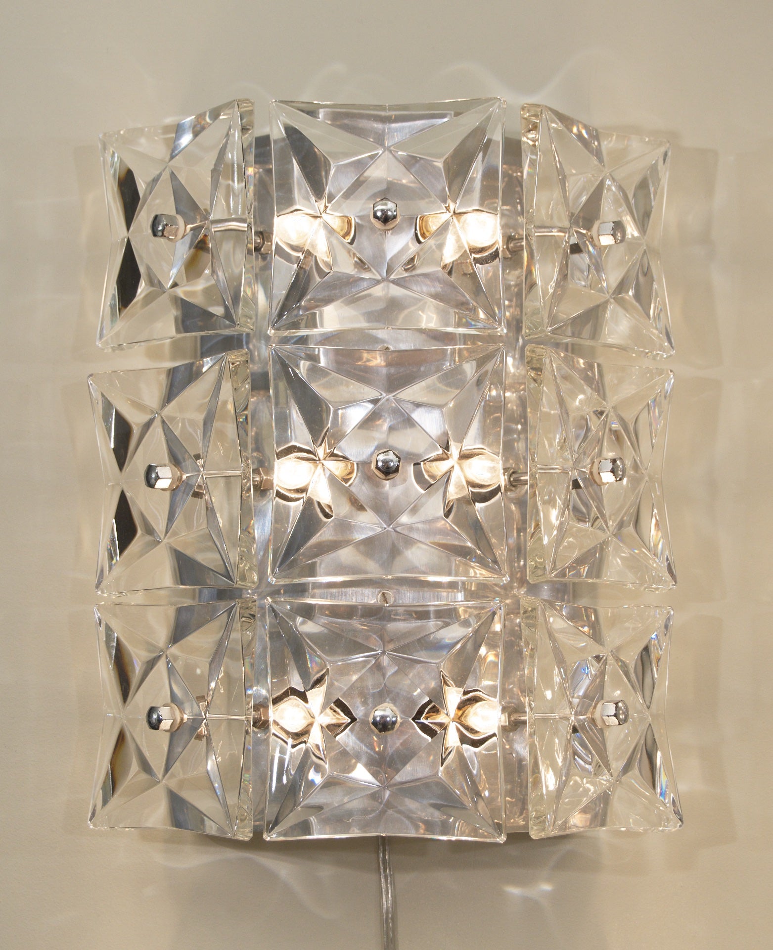 Massive Square Crystal Sconces by Kinkeldey