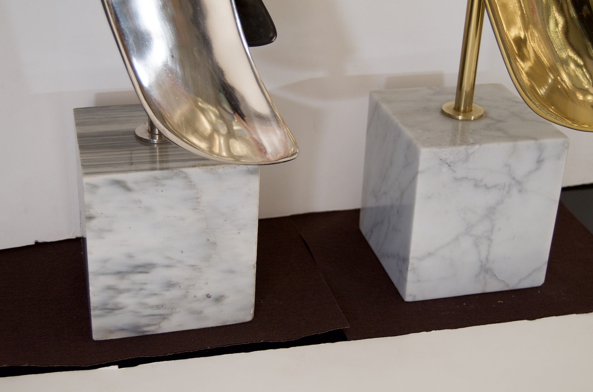 Sculptural Brass & Chrome Table Lamps by Laurel Lamp Company