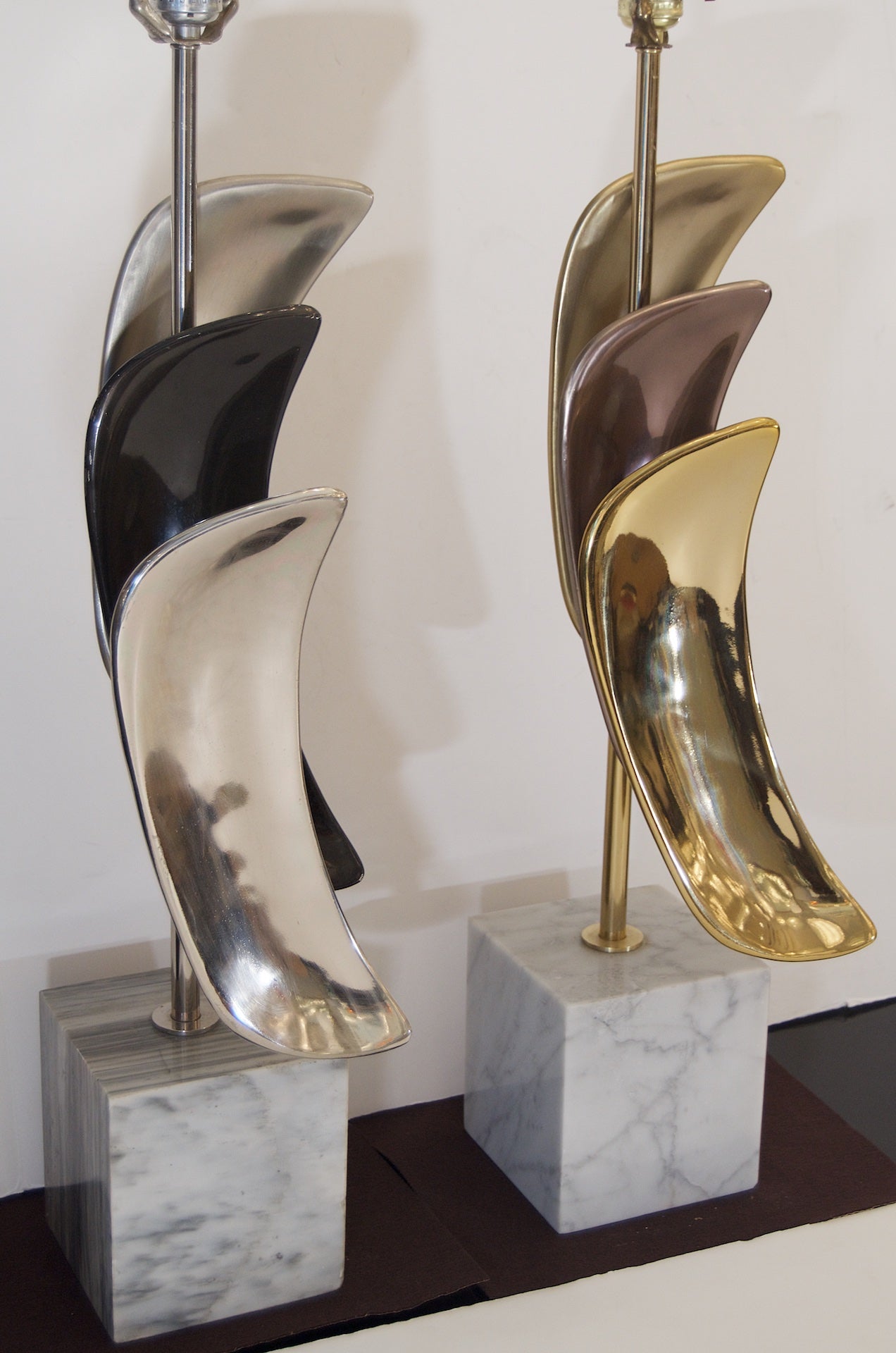 Sculptural Brass & Chrome Table Lamps by Laurel Lamp Company