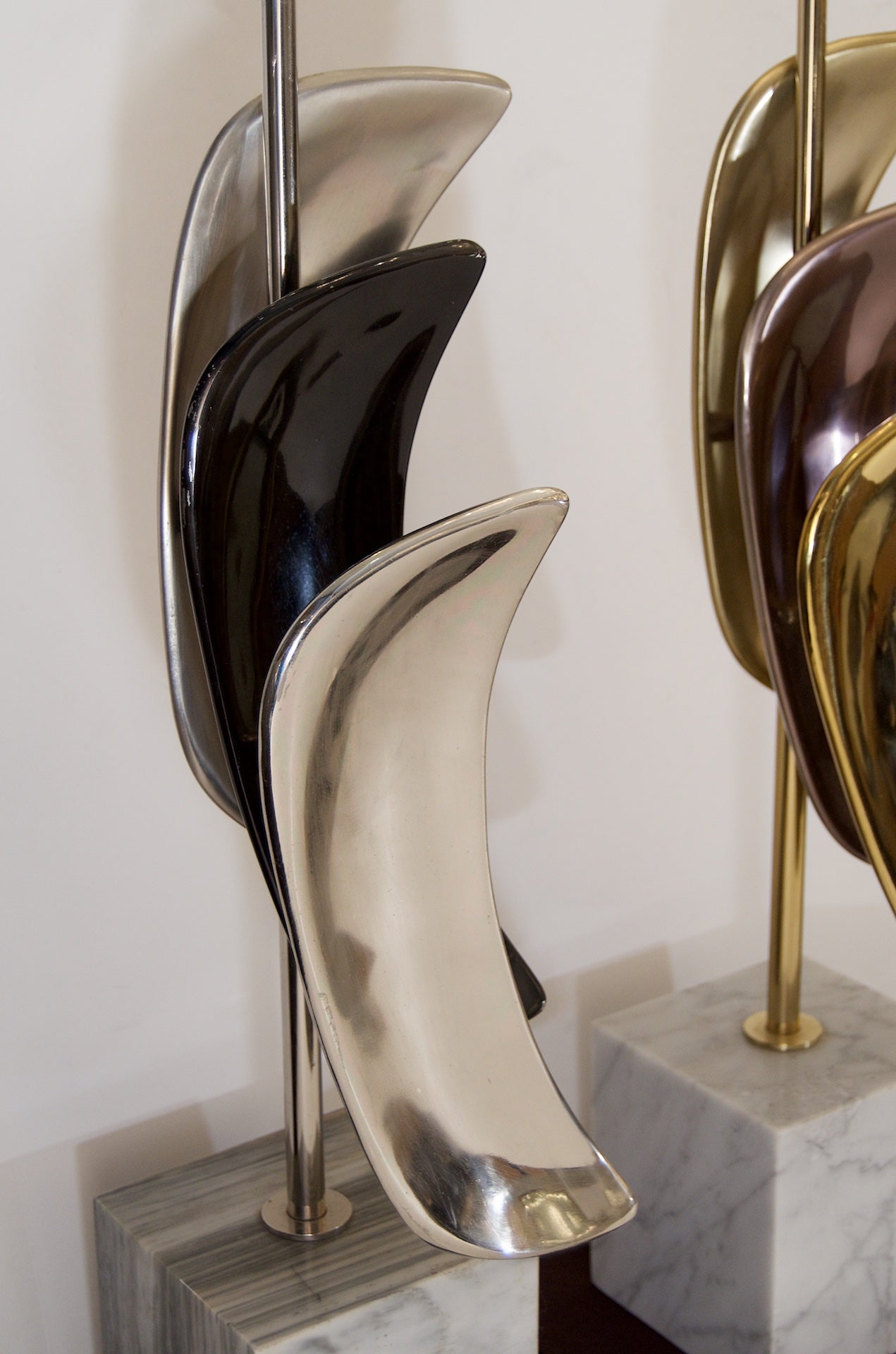 Sculptural Brass & Chrome Table Lamps by Laurel Lamp Company