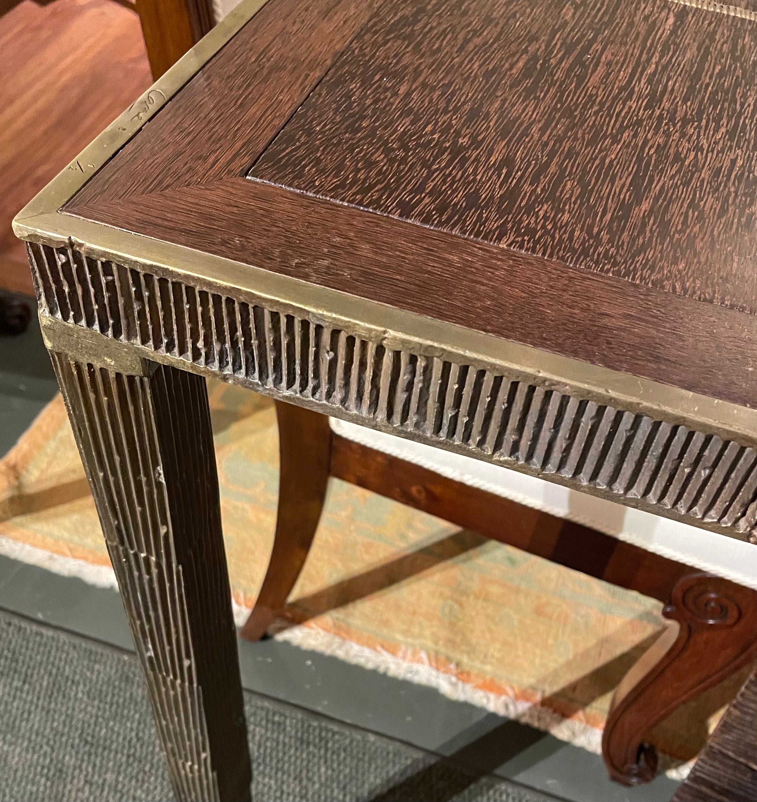 A Palmwood and Bronze Table by Louis Cane
