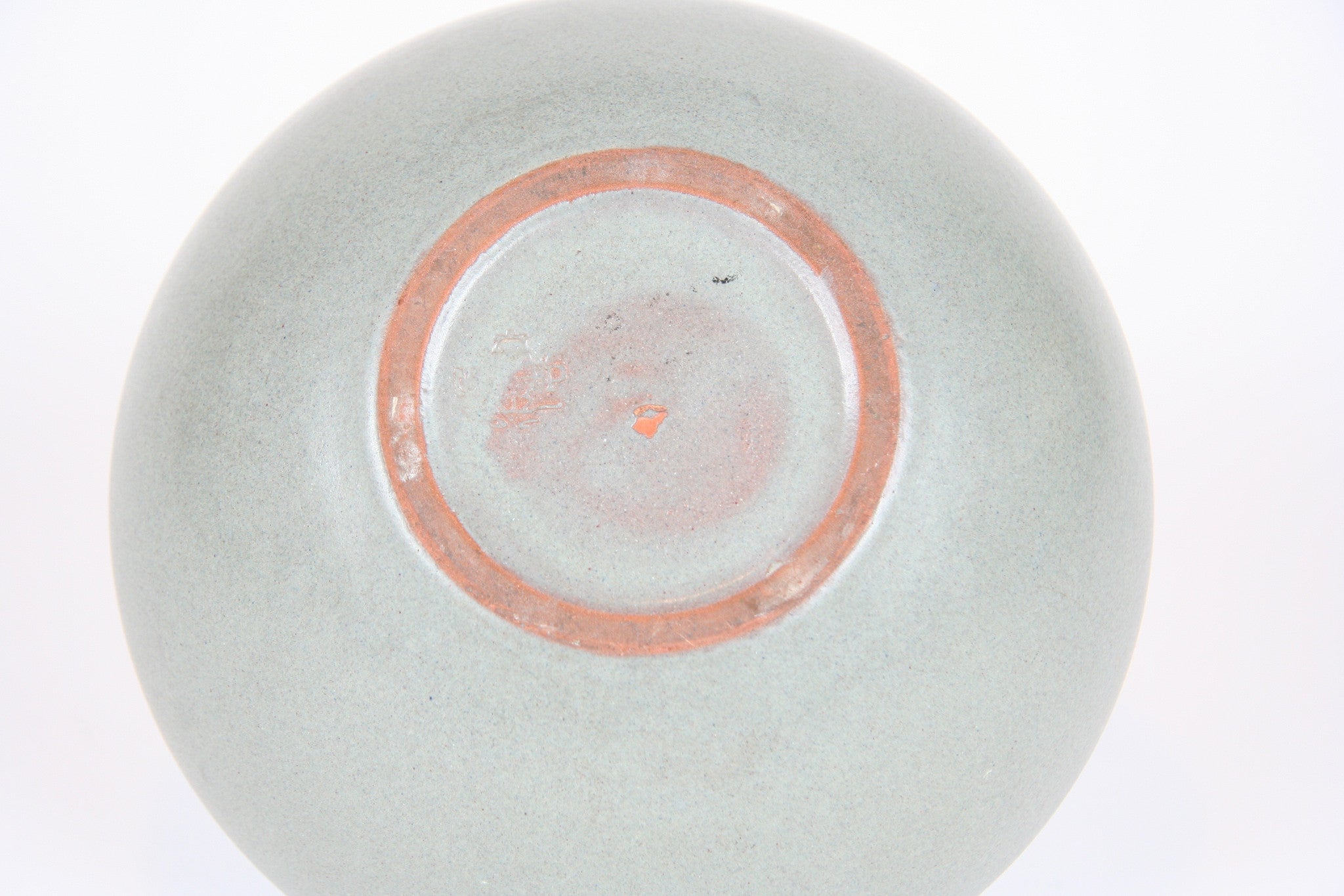 A Grey Marblehead Pottery Bowl with Blue Interior