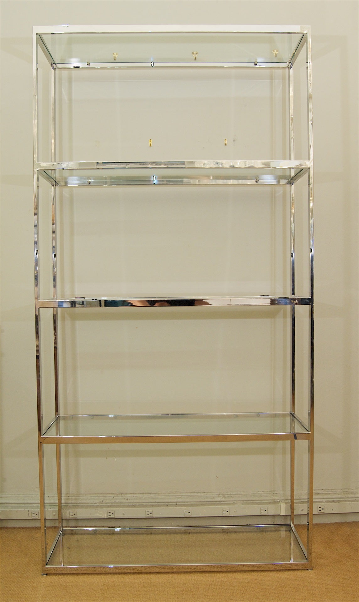 Chrome and Glass Etagere in the Style of Milo Baughman