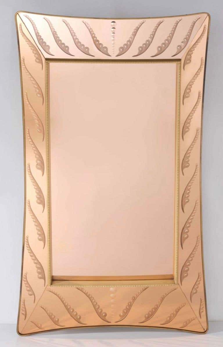 Large Mid-Century Italian Mirror Attributed to Cristal Arte