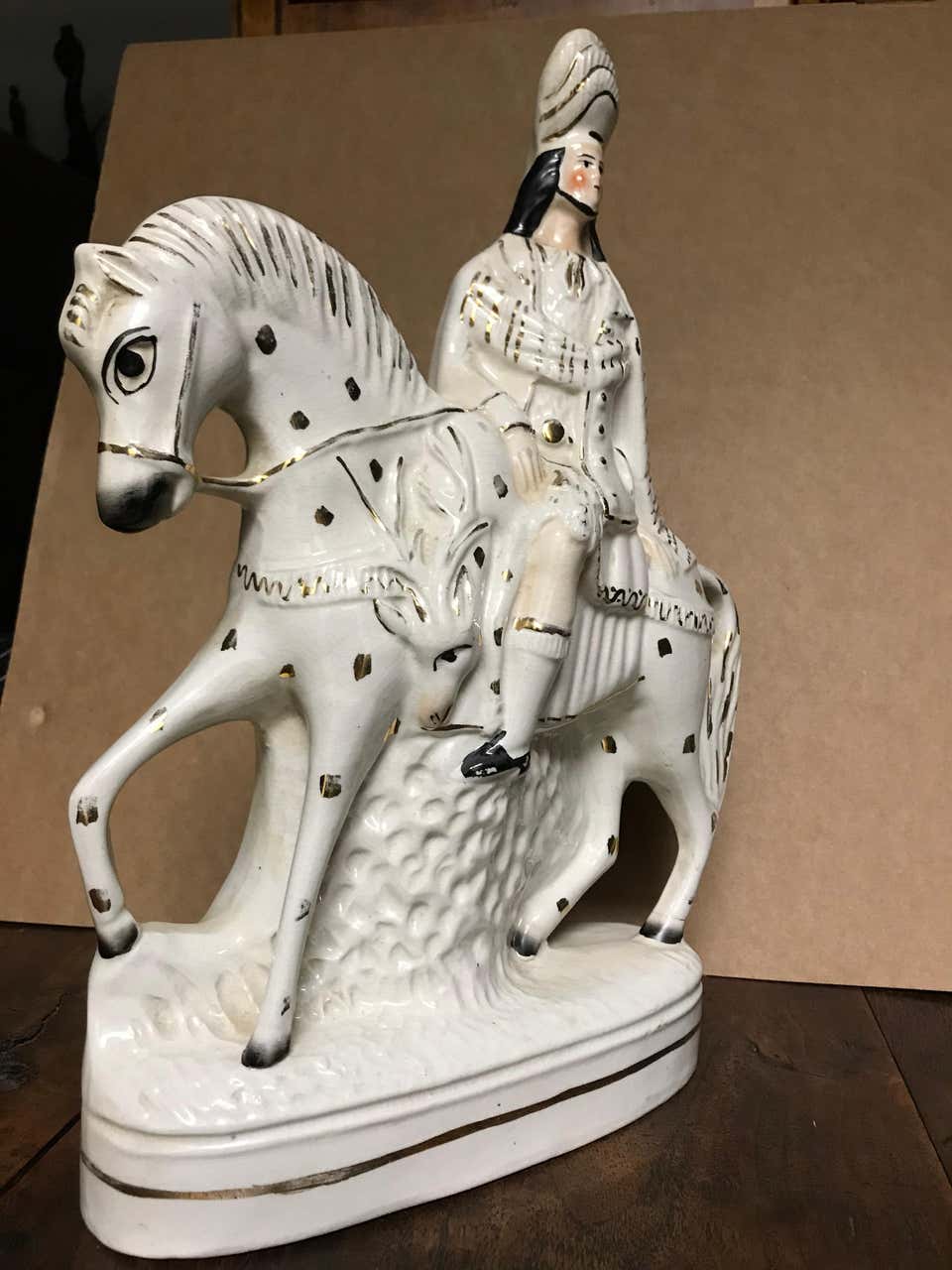 19th Century English Staffordshire Scottish Hunter on Horseback