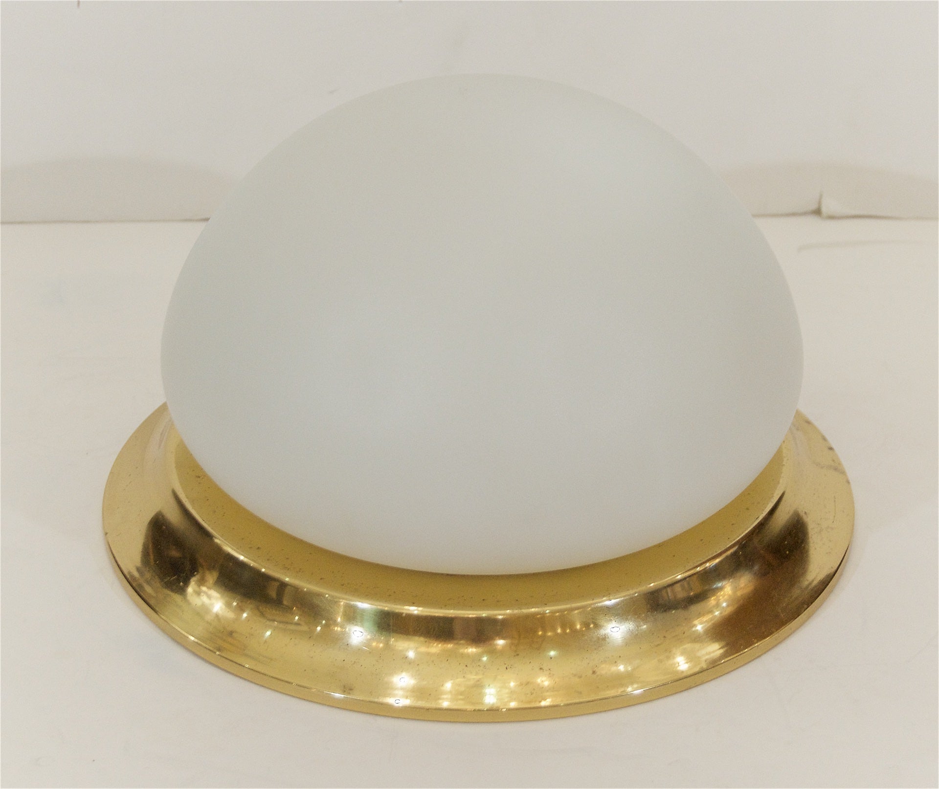 Opal Glass & Brass Flush Mount by RZB Leuchten