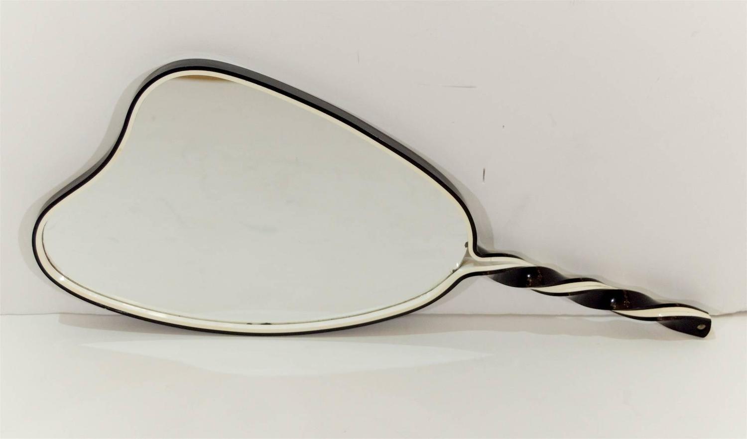 Organic Shaped Black and White Hand Mirror