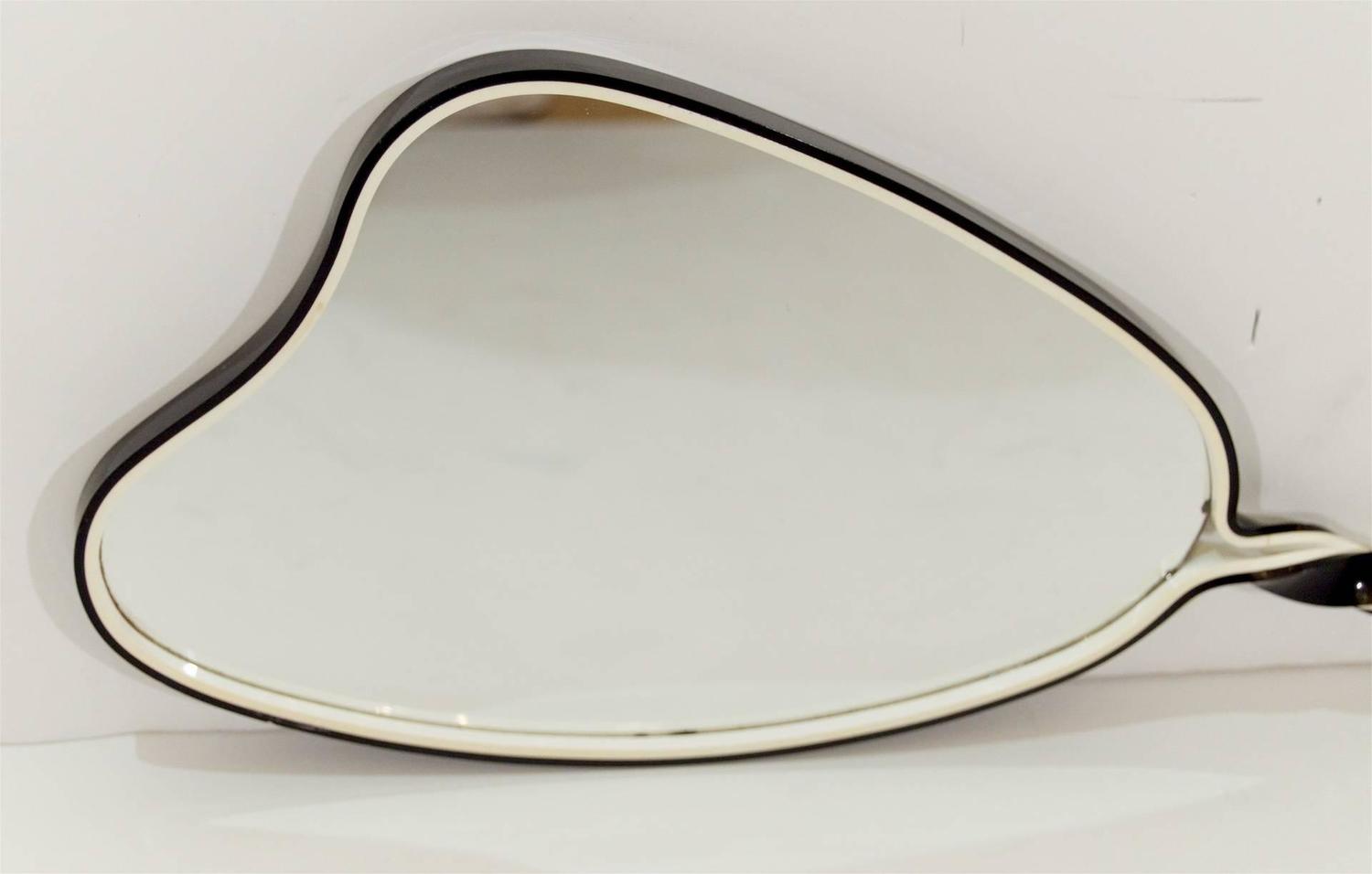 Organic Shaped Black and White Hand Mirror