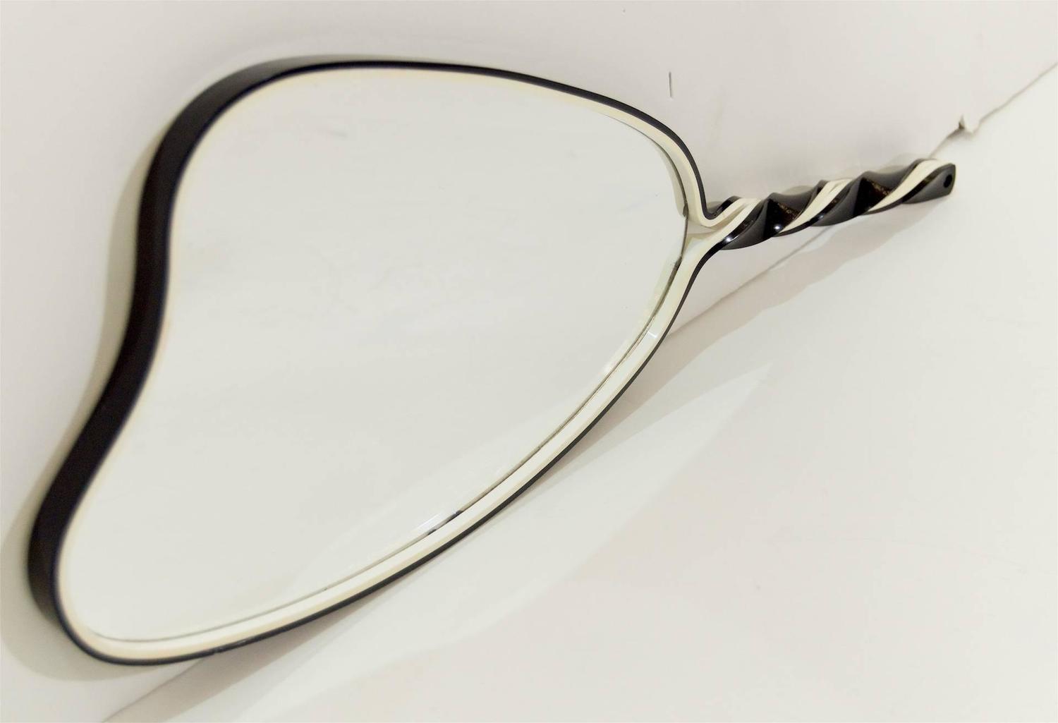 Organic Shaped Black and White Hand Mirror