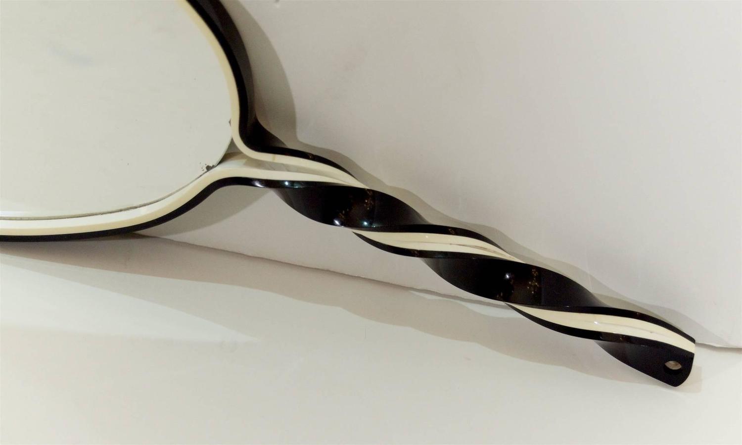 Organic Shaped Black and White Hand Mirror