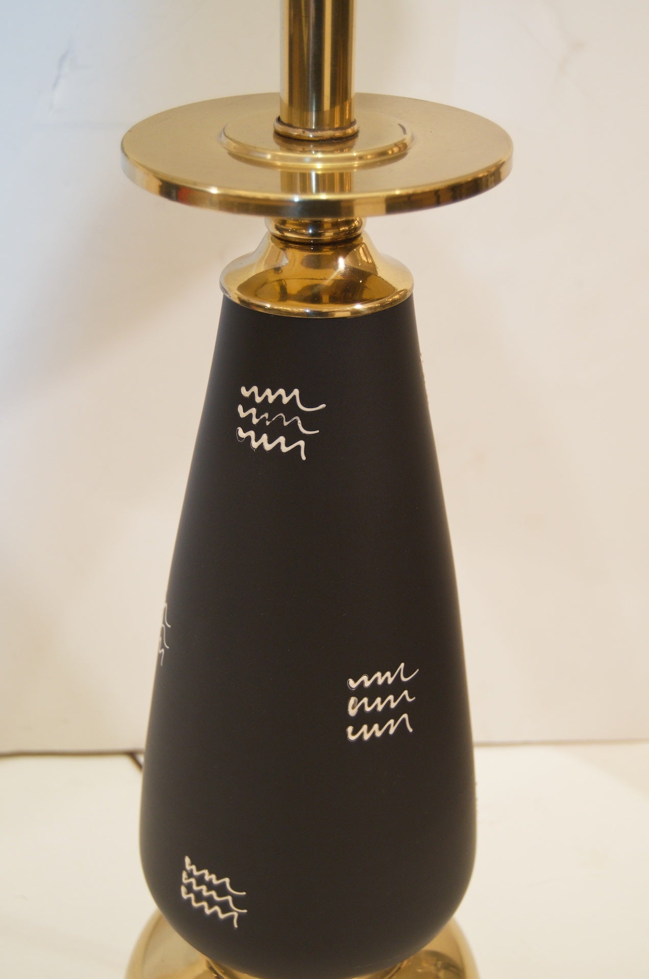 Black Enameled and Brass Table Lamps