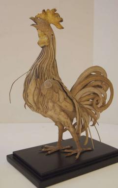 Pair of Tole Roosters with Gilt Detail