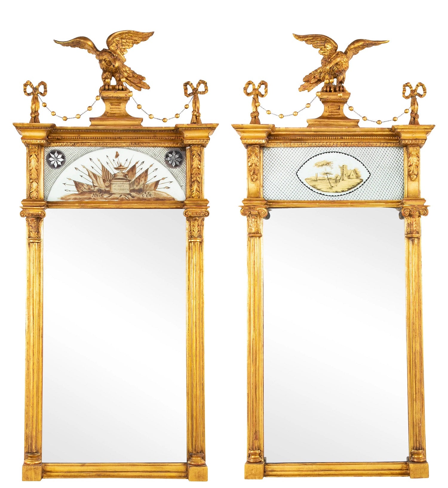 Near Pair of Early 19th Century American Gilt Wood Mirrors
