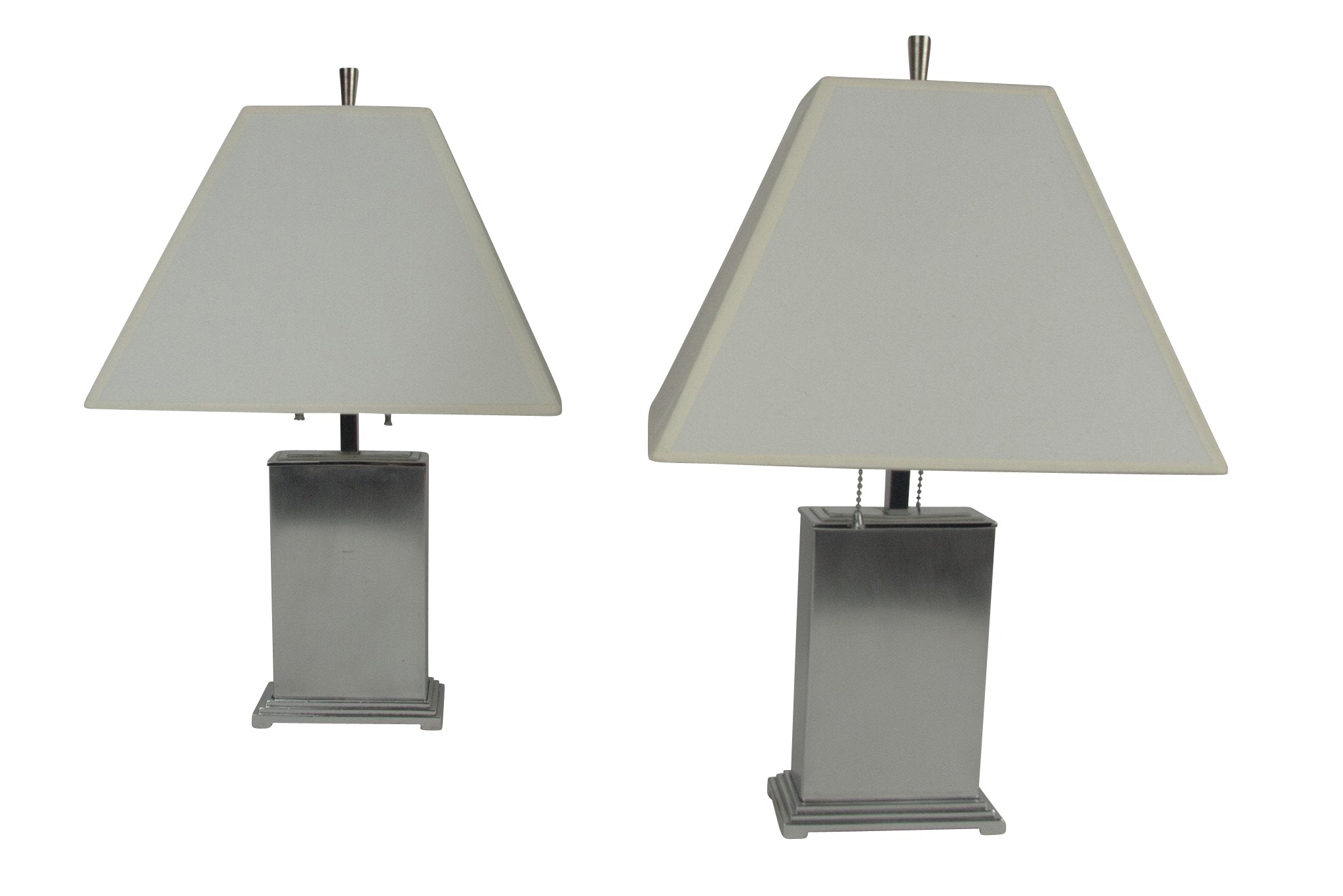 A Pair of Steel and Chrome Table Lamps by Chase