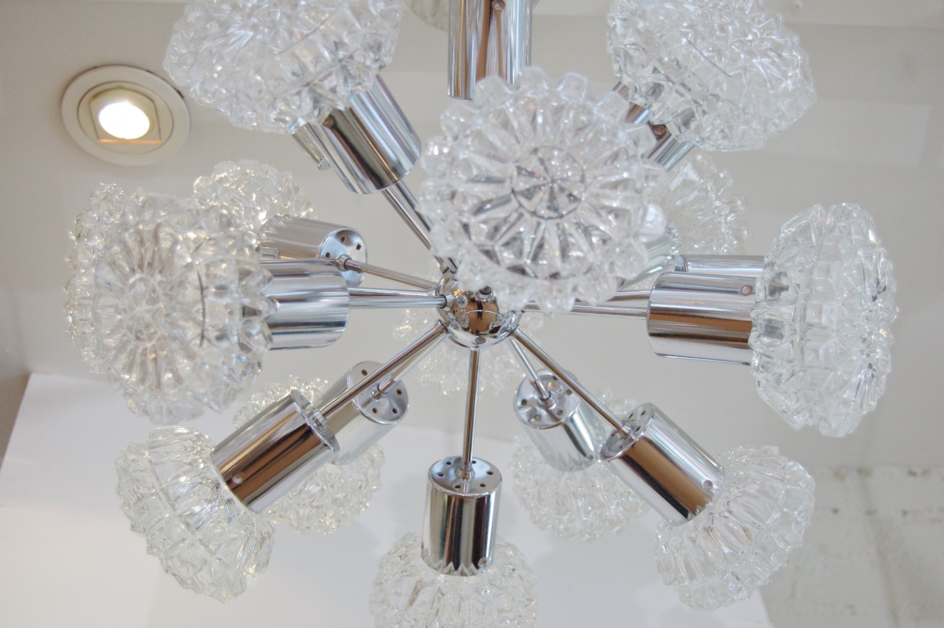 Eighteen-Arm Chrome Sputnik Chandelier by Richard Essig