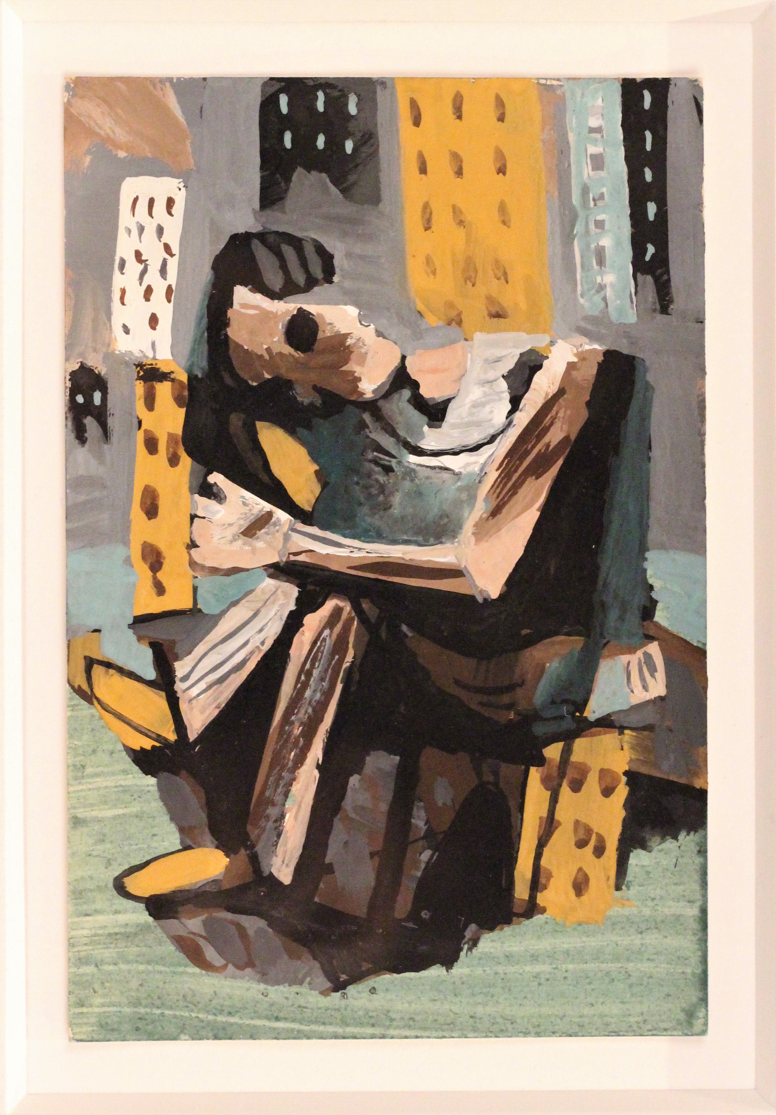 “Buildings and Meditation” Triptych by Mathieu Rosianu (French, 1897-1969) Circa 1940