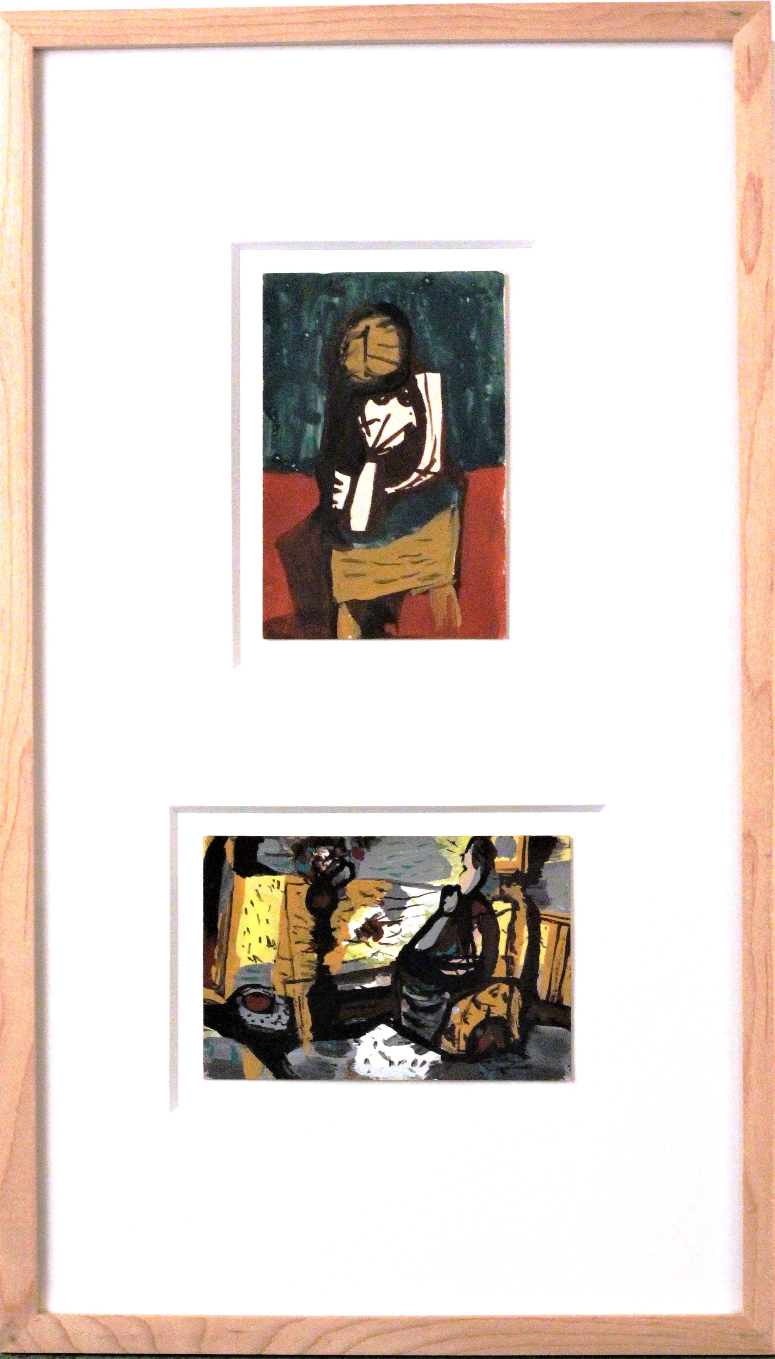 “Harmony in Green and Yellow” Diptych by Mathieu Rosianu (French, 1897-1969) Circa 1940