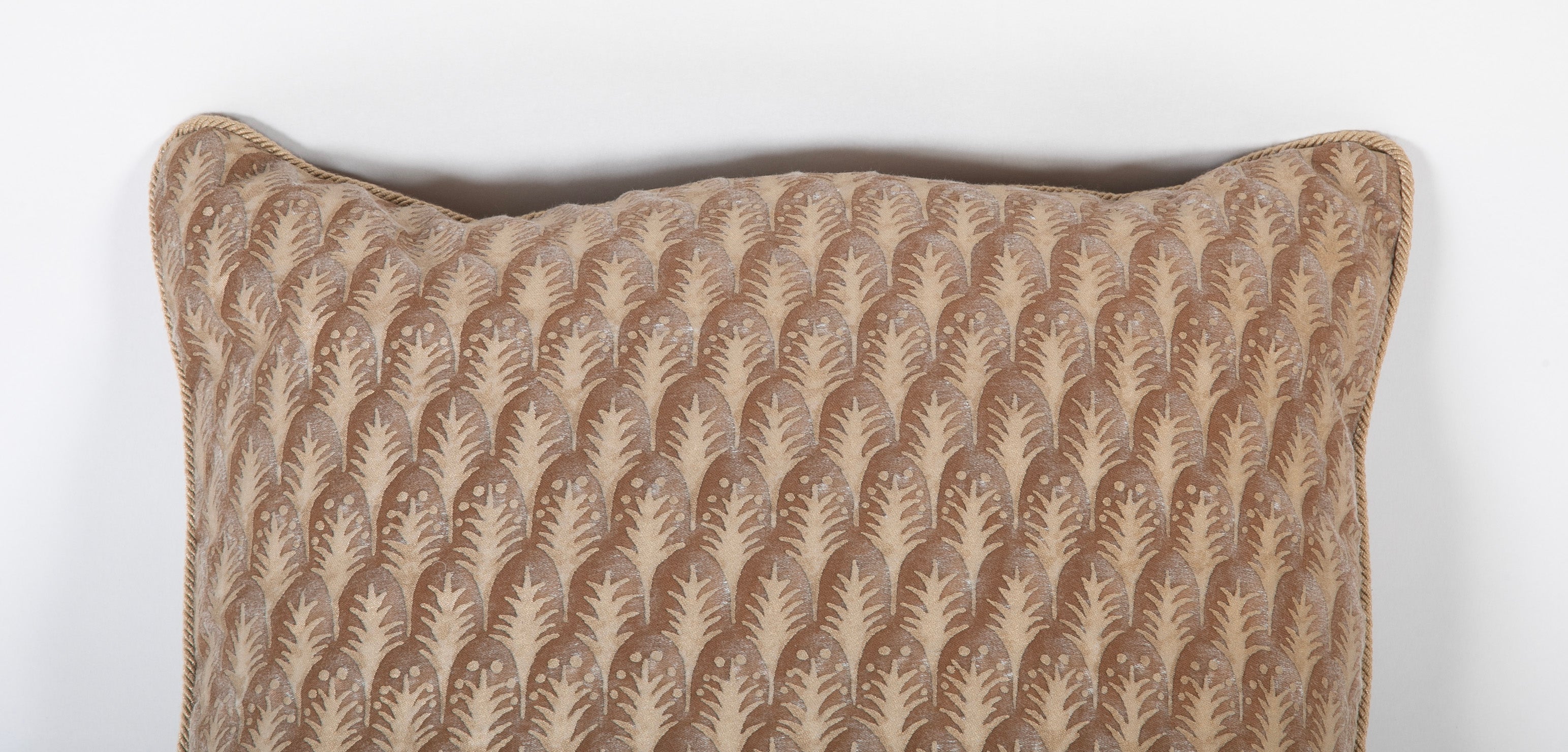 A Pair of Fortuny Tobacco Color Plumette Pattern Pillows - Priced Individually