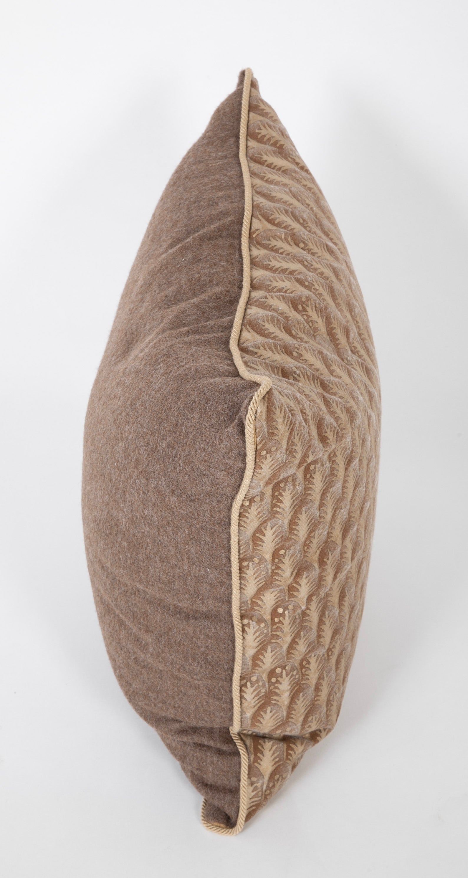 A Pair of Fortuny Tobacco Color Plumette Pattern Pillows - Priced Individually