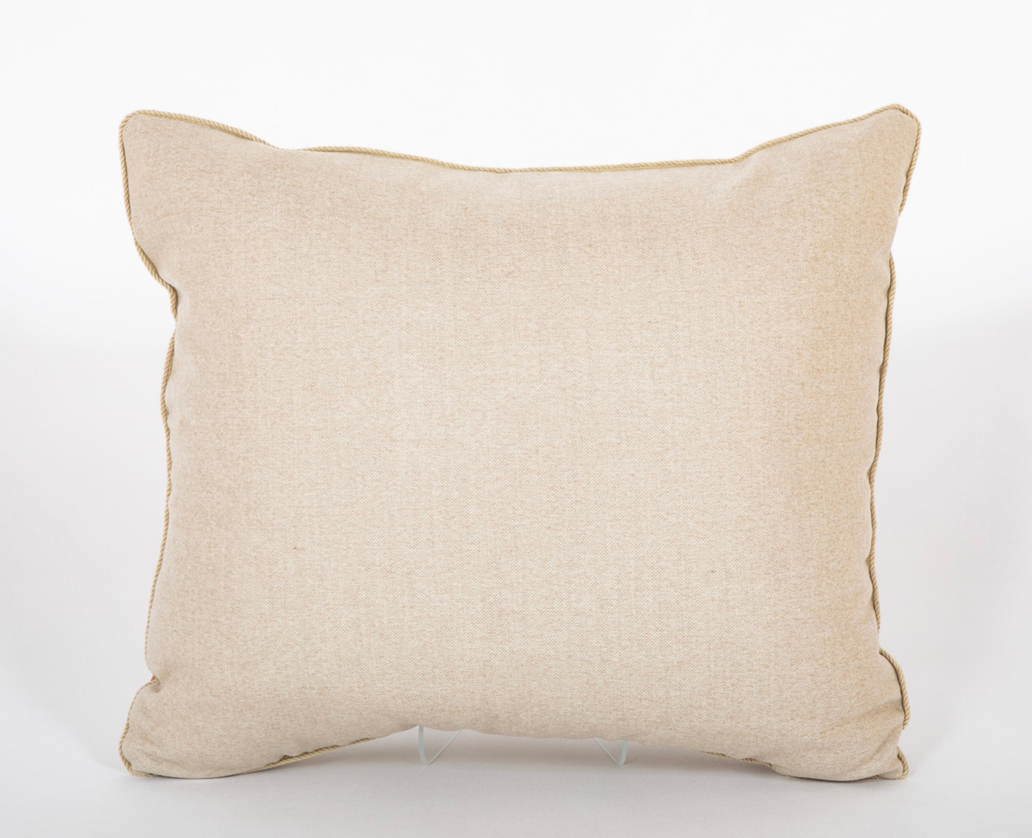 Contemporary Pillow in Fortuny Cream & Brown Orsini Pattern Fabric