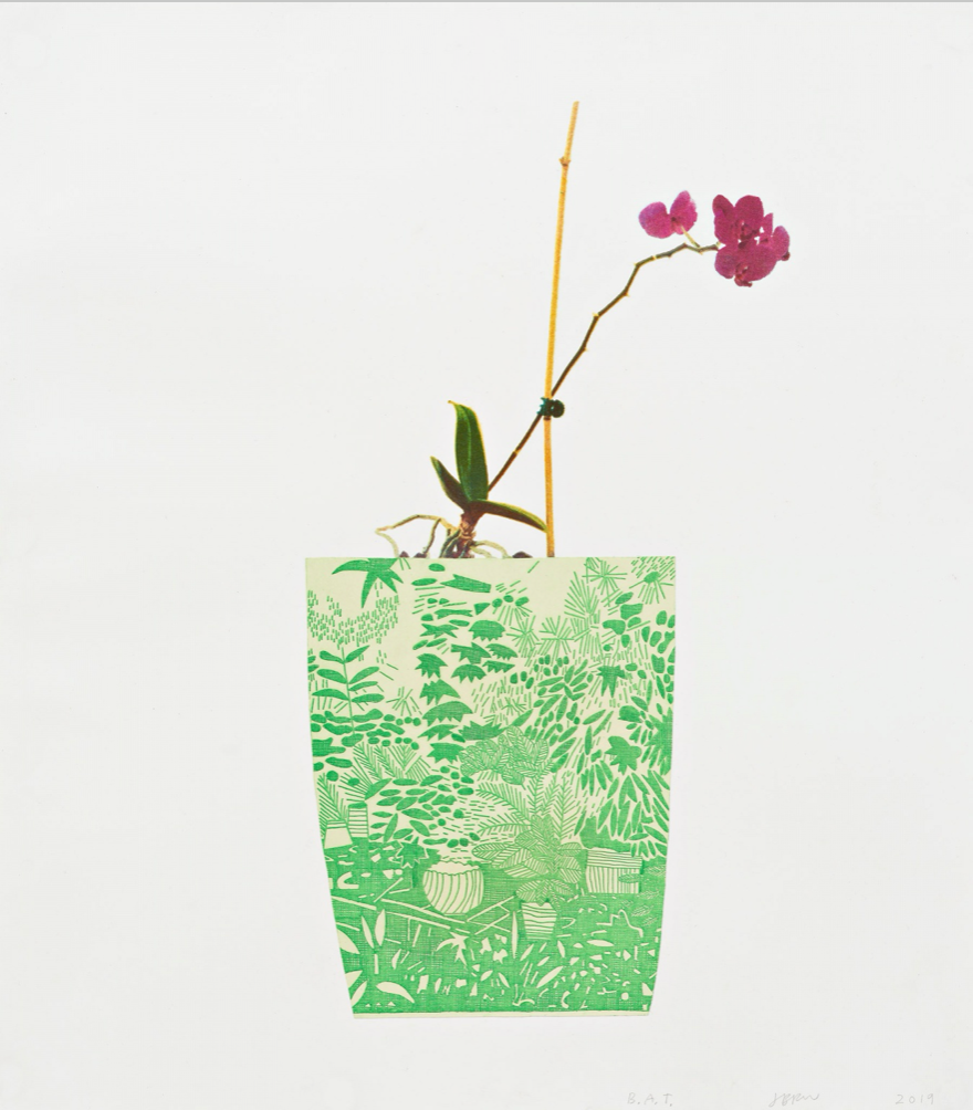 Jonas Wood, "Three Landscape Pots" 2019