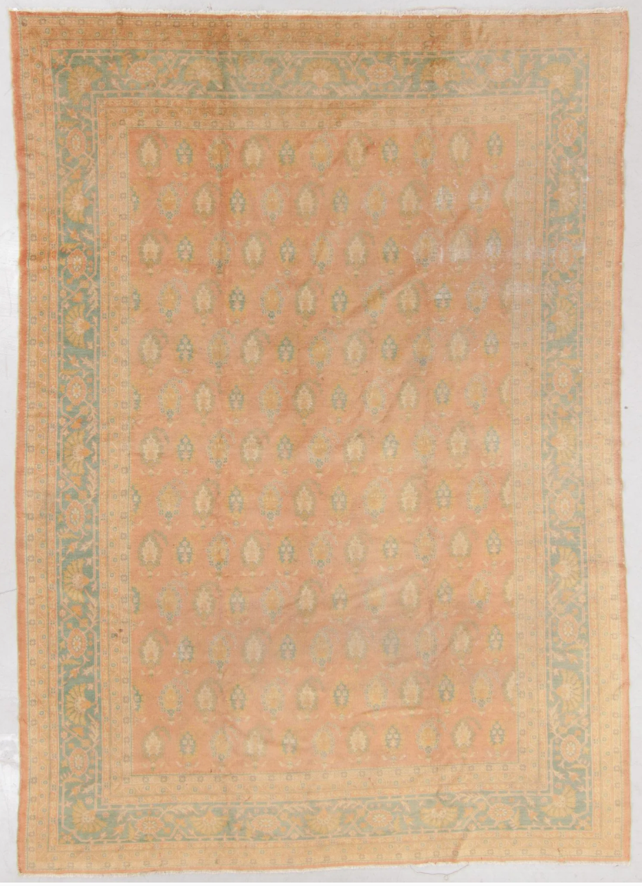 Oushak Carpet in Sage and Peach Wool