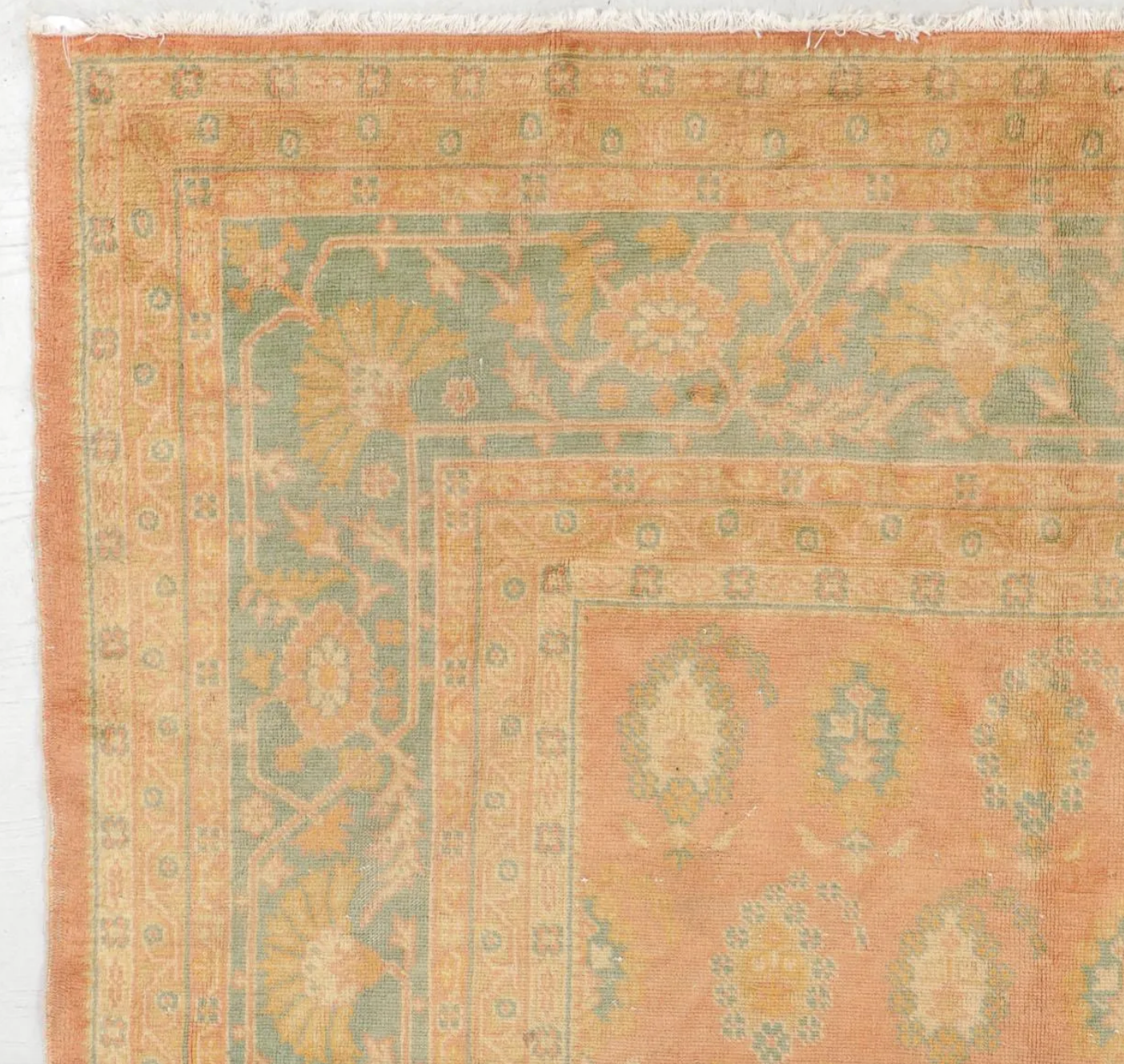 Oushak Carpet in Sage and Peach Wool