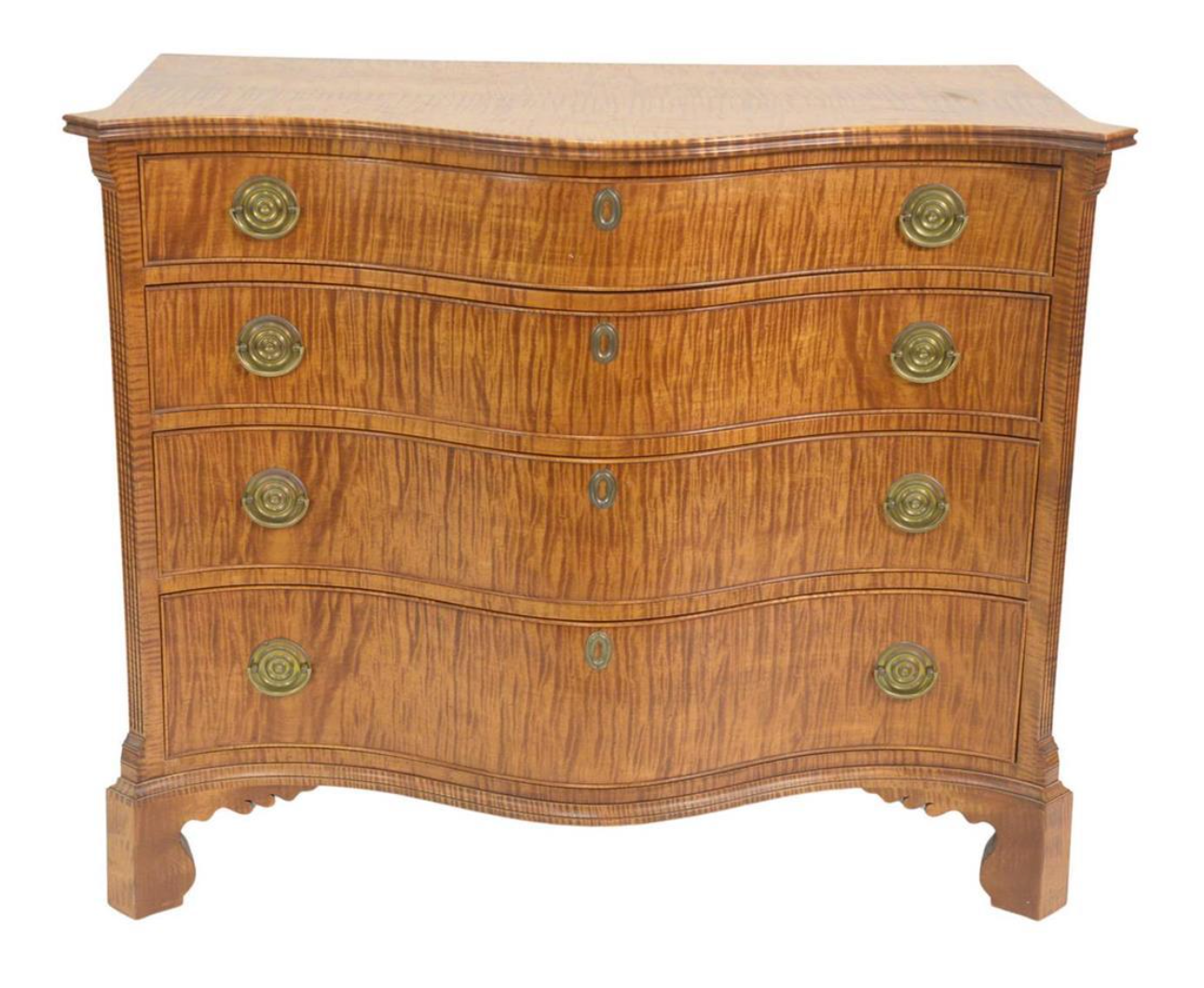 An American Tiger Maple Serpentine Chest