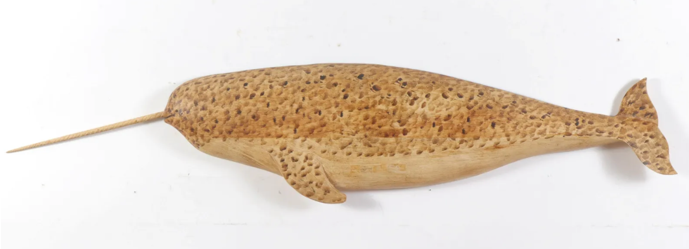 A Carved Wood Narwal By Clark G. Voorhees