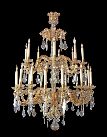 Fine Louis XV Crystal and Bronze 24 Light Chandelier
