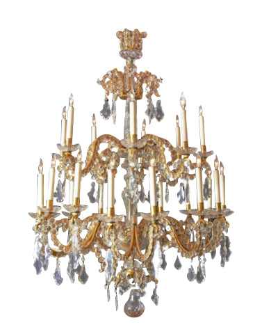 Fine Louis XV Crystal and Bronze 24 Light Chandelier