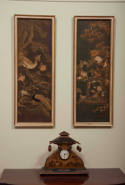 Four Framed Late 18th Century Japanese Embroidered Silk Panels