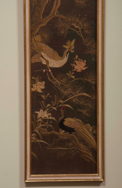 Four Framed Late 18th Century Japanese Embroidered Silk Panels