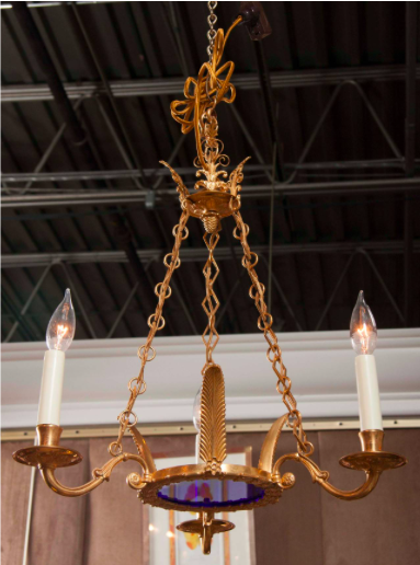 D'Ore Bronze and Cobalt Chandelier