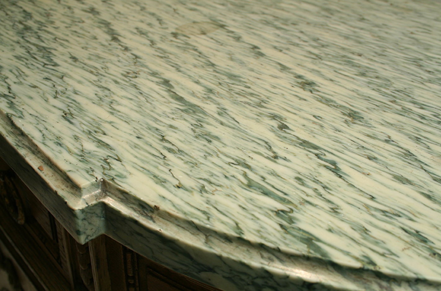 Carved Oak Server with Marble Top
