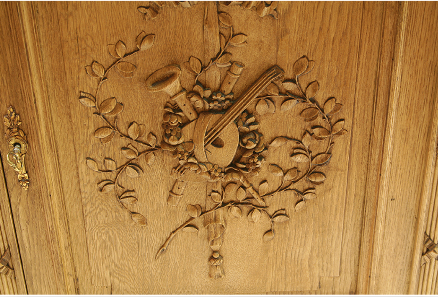 Carved Oak Server with Marble Top