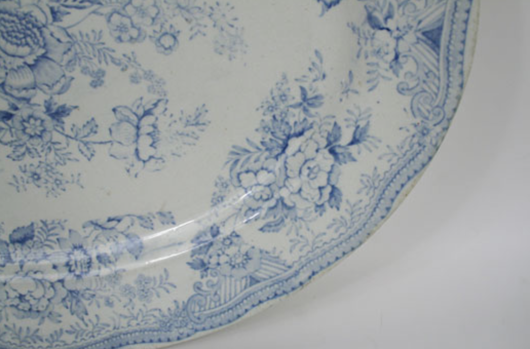 Blue and White Transfer Platter