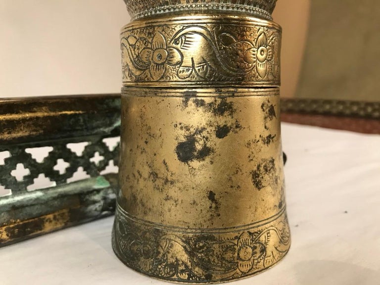 Ottoman Brass Inkwell and Pen Case Qalamdan